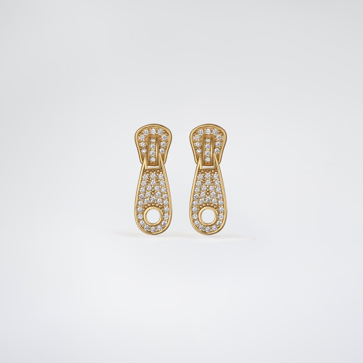 Сережки Zip Gold CZ